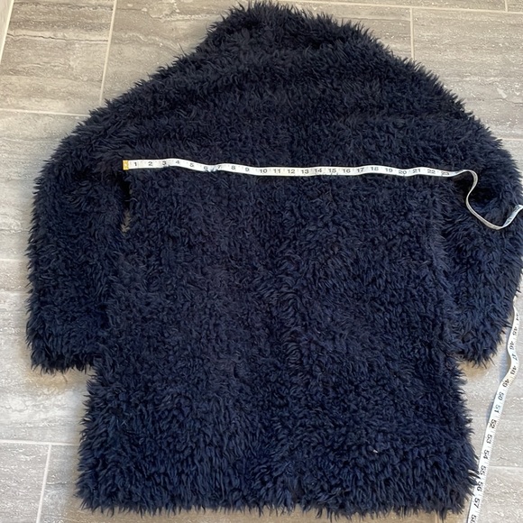 Zara Basic Navy Shearling Faux Fur Soft Cozy Waterfall Coat, Small - Picture 4 of 6